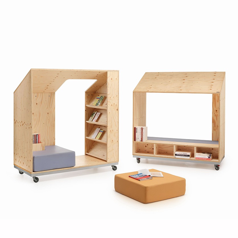 BOOKBOX CON CONTENITORE, POUF E CUSCINO