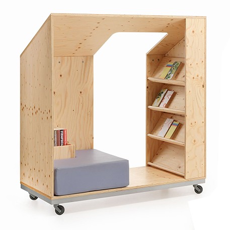 BOOKBOX CON ESPOSITORE E POUF ANGOLARE