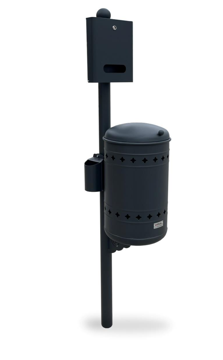 CESTINO LEVANTE con coperchio, posacenere e dispenser buste